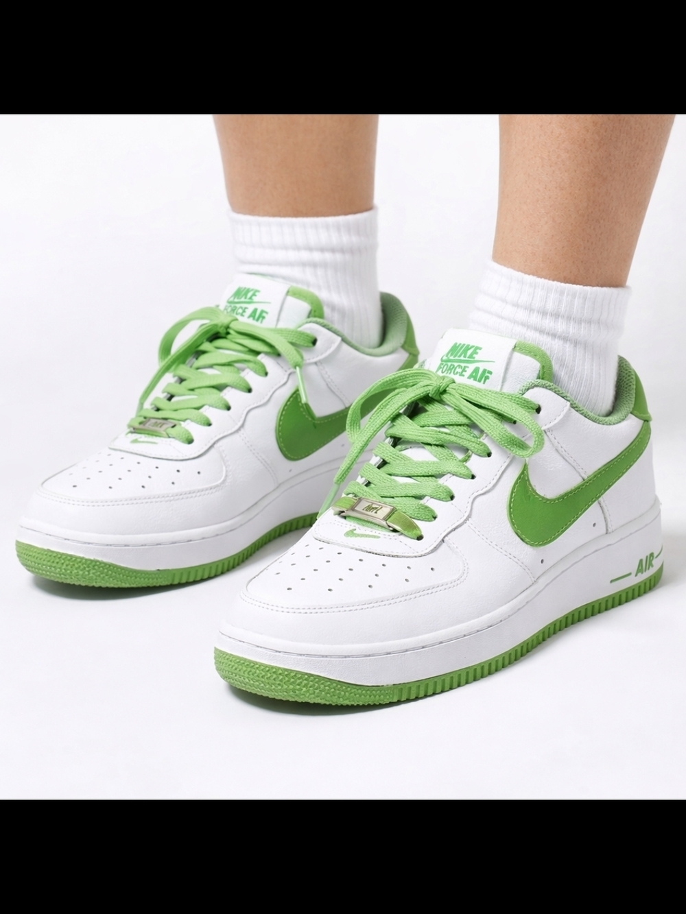 Nike Air Force 1 White & Lime Green Sneakers Womens 6.5 AF1 Classic